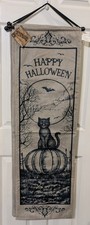 Haunted Living Happy Halloween Cat Pumpkin Hanging Banner