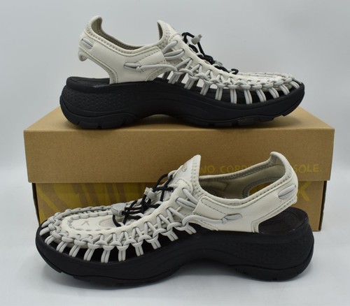 Keen Womens Size 7.5 Uneek Astoria Silver Birch Black Woven Closed Toe Sandals - Picture 3 of 13