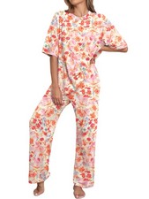 Lounge Sets for Women Knit Short Sleeve Tops and Long Pants Soft Comfy Pajamas S