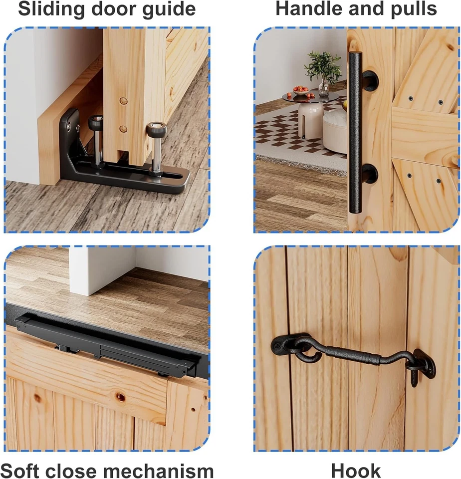 Sliding Barn Door Kit with Door Included 36" x 84" Hardware Simple Assembly - Image 2 of 4