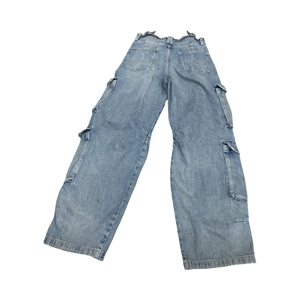 Zara Women's Baggy Wide Leg Cargo Grunge Denim Jeans Size 4 27 X 30 - Image 3 of 4