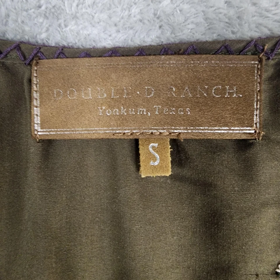 Блузка женская Double D Ranch маленькая оливково-зеленая с вышивкой крестьянский богемный топ - Изображение 3 из 4