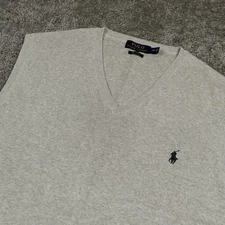 Polo Ralph Lauren Vest Mens 2XL XXL Pima Cotton V-Neck Gray Stretch Sleeveless