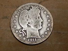 1911 Barber Quarter Philadelphia Pre-WWI 90% Silver Liberty Head Historic Coin