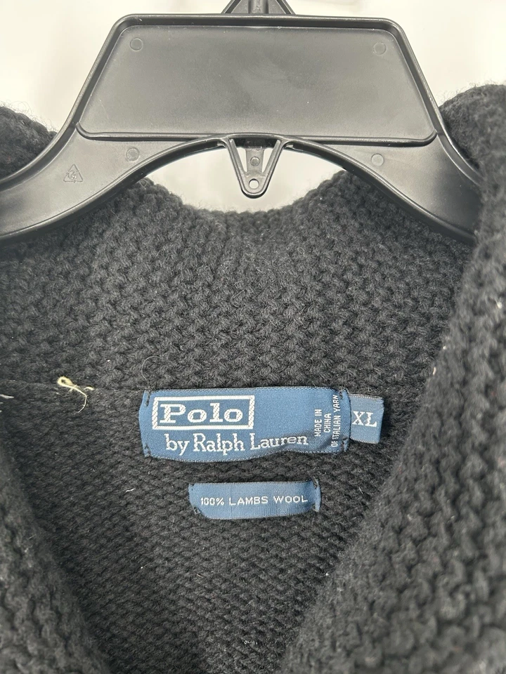 Polo Ralph Lauren 100% Lana de Cordero Chal Cuello Cárdigan Suéter Rayas Para Hombres XL Foto 3 de 4
