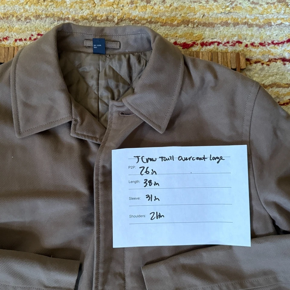 J. CREW Twill Insulated Jacket Full Zip Khaki Tan Men's Size Large L - Image 3 of 3