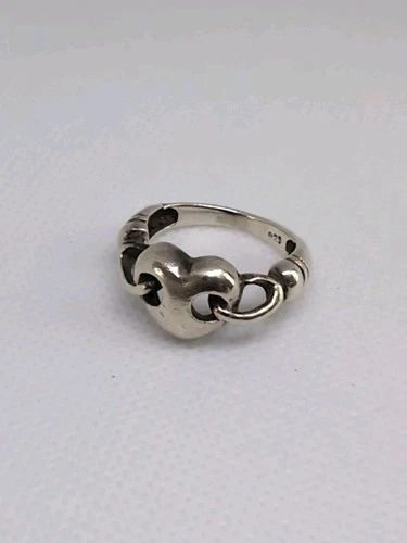 Vintage Unique 925 Sterling Silver Chain Linked Heart Ring Size 6.5