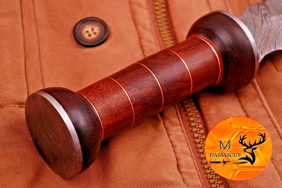ESPADA DAGA GLADIUS ACERO DAMASCO FORJADO HECHA A MANO PERSONALIZADA HOJA DE DOBLE FILO 735 Foto 3 de 4