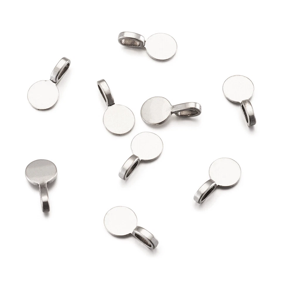 100 fianzas de aleación tibetana adhesivas lisas planas redondas almohadilla colgante soporte plateado 18 mm Foto 4 de 4
