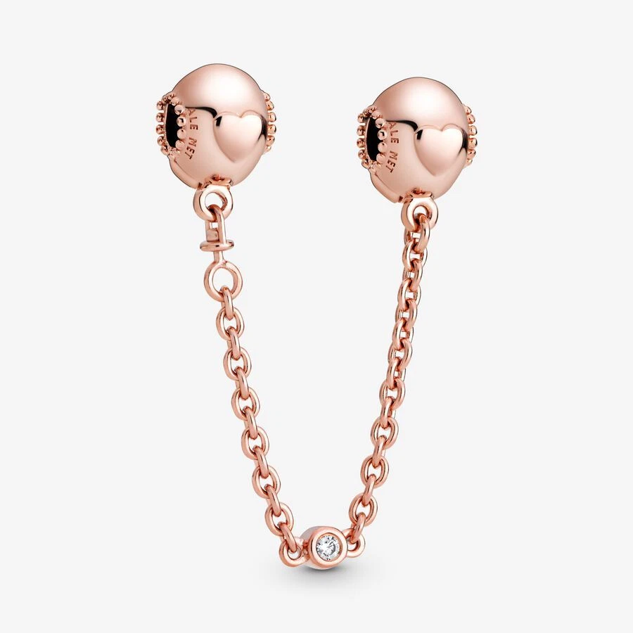 PANDORA ROSE GOLD EMBOSSED HEARTS SAFETY CHARM eBay