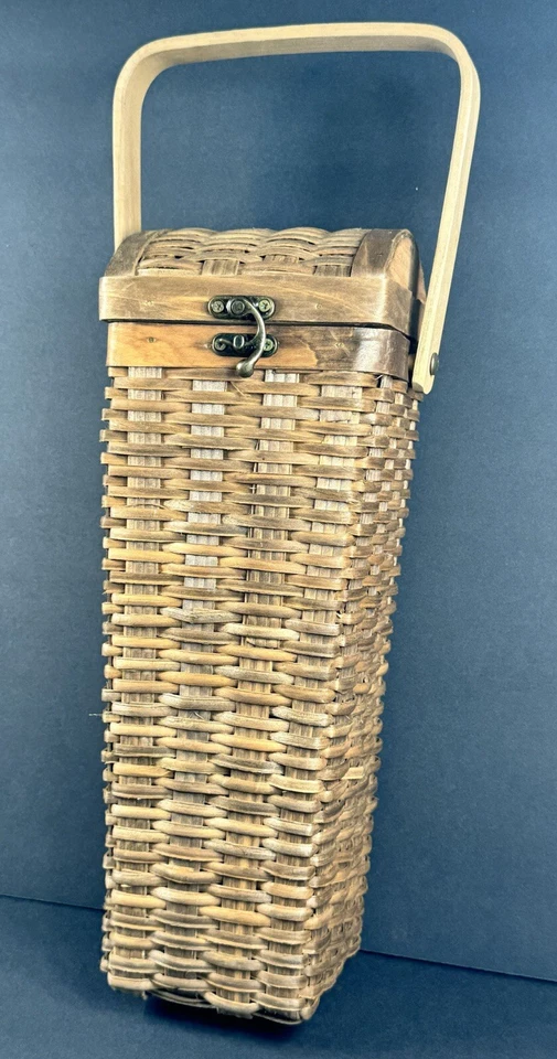 Cesta de botella de vino/licor de mimbre con asa Foto 2 de 4