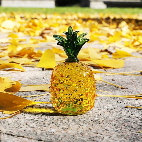 Crystal Yellow Pineapple Figurines Glass Fruit Paperweight Art Collection Gift - Picture 9 of 14