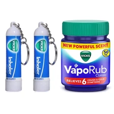 Vicks Vaporub & Inhaler Relieves Blocked Nose Cold and Cough Relief Bundle offer
