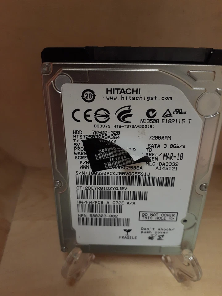 Hitachi 320GB HTS725032A9A364 SATA 2.5" Hard Drive 7K500-320 599055-001 - Image 2 of 3