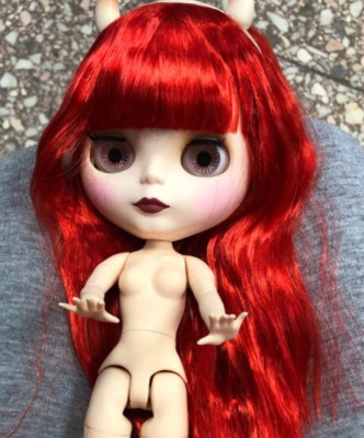 Neo Blythe Doll Factory Nude Jointed Body White Skin Red Hair Matte Face DIY Toy