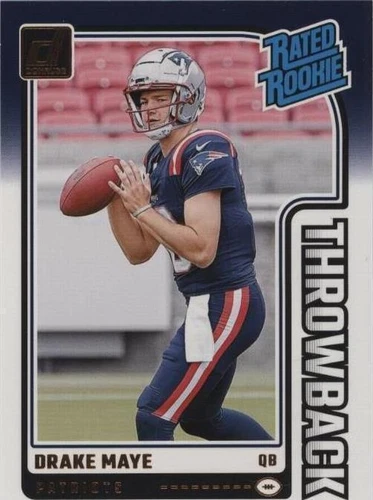 2024 Panini Donruss - Rated Rookies Throwbacks Drake Maye #49 (RC) - PSA 8