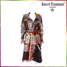 Womens Trench Coat Patchwork Jacket Haute Couture Fashion Embroidered Overcoat