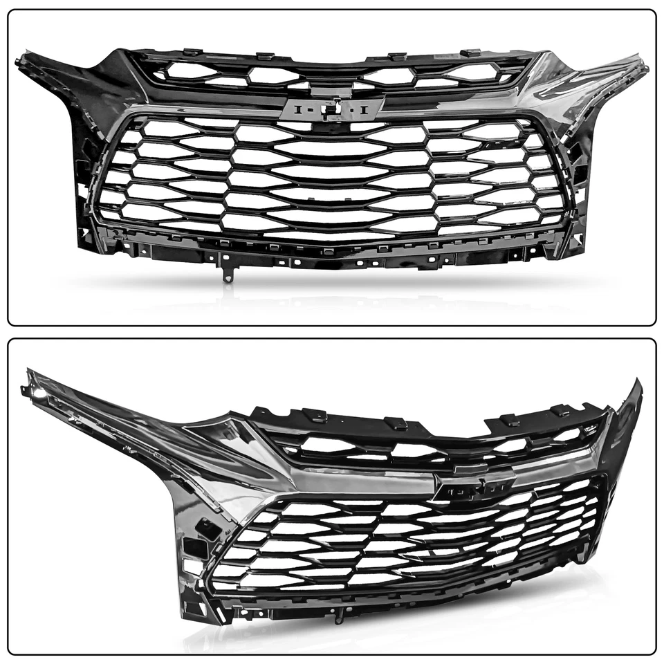 FIts 2019-2021 Chevrolet Blazer RS Front Upper Gloss Black w/Grey Chrome Grille - Image 2 of 4