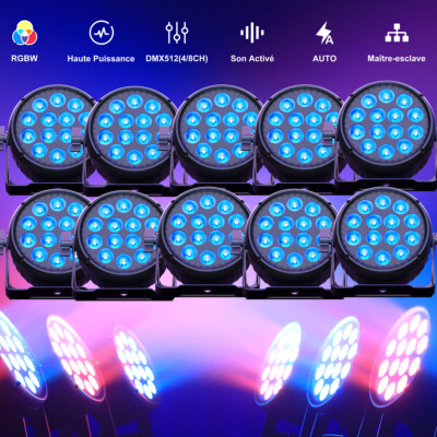 UKING 10pcs RGBW 210W LED Stage Par Light DMX Strobe Beam Party Xmas Wash Light