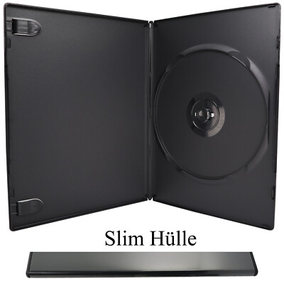 50 x 1 Fach Slim DVD Hüllen für 1 CD / DVD / Blu-Ray Leer Hülle / 7mm Schwarz