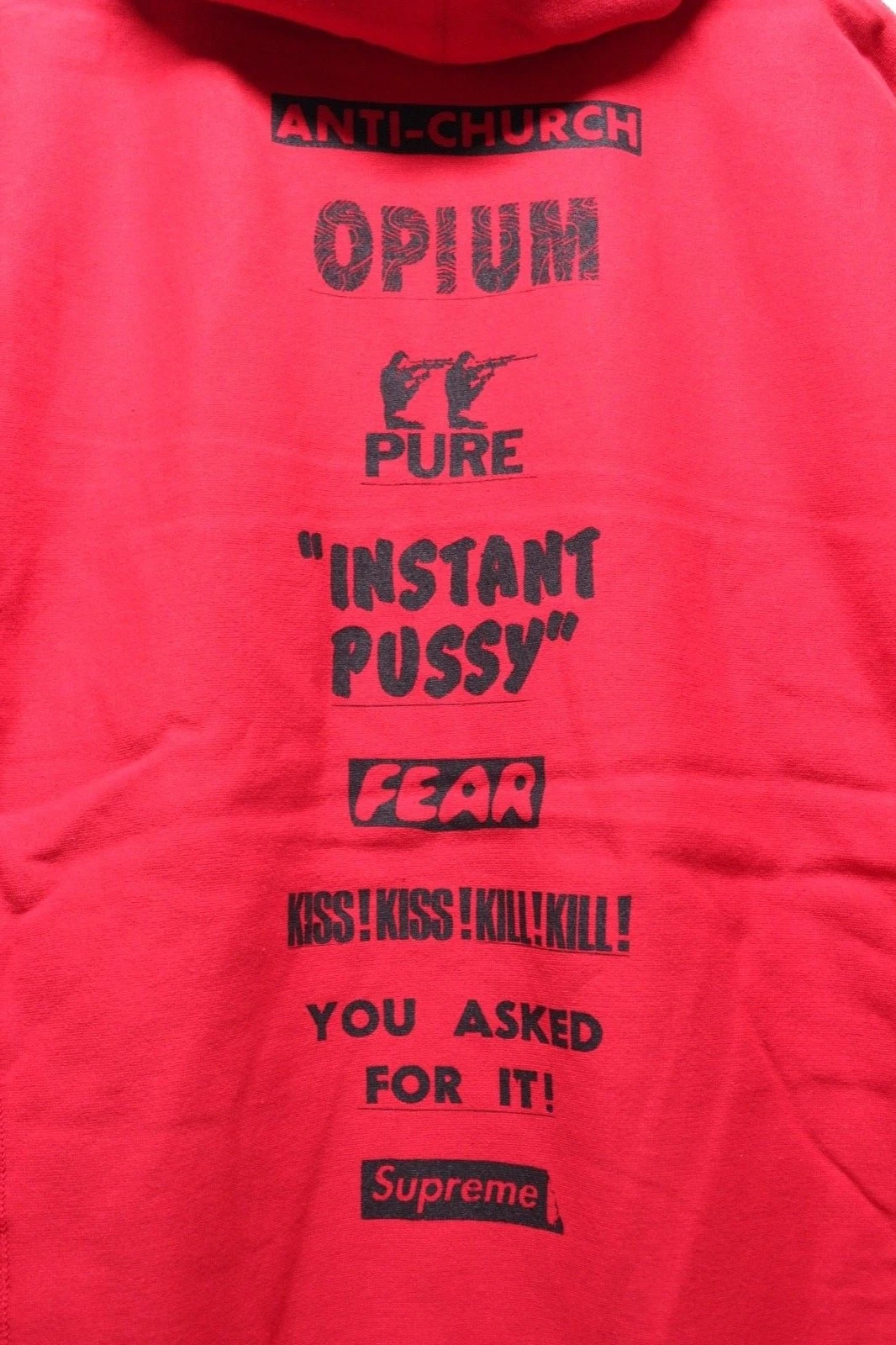 Felpa con cappuccio rossa Supreme Pure Fear limitata da uomo taglia XLarge 34436 nuova