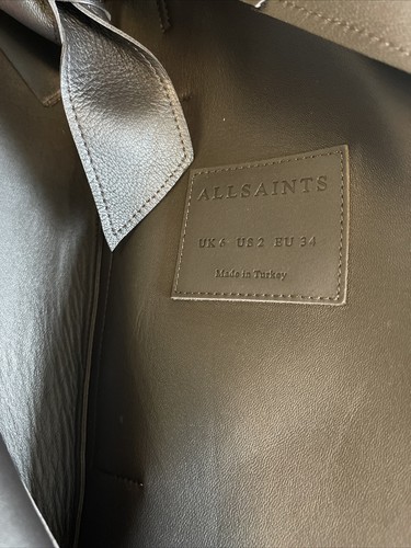 Worn Once ALLSAINTS Farren Leather Mac Trench Coat,Moss Green, UK size 6.£899 - Picture 10 of 10