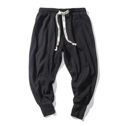 Lässige Herren Japanische Jogginghose Baumwolle Leinen Stretch Gummizug Hose Jogger - Bild 6 von 27