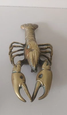 Vintage Brass Lobster Figurine Crawfish Crustacean Beach Nautical Ocean Sea 5.5" - Image 1 of 4