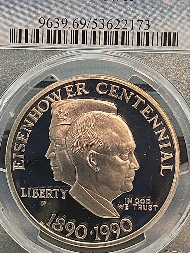 1990 P $1 Eisenhower Silver Commemorative Dollar PCGS PR69DCAM-SEE STORE WW2 MED - Image 3 of 4
