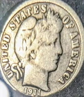 1911-D  Barber Dime. Free Shipping