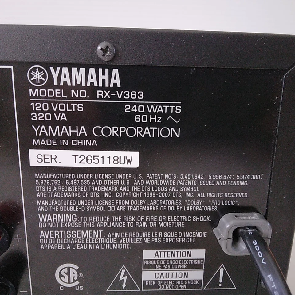 Yamaha RX-V363 5.1 Channel Stereo Receiver-240 Watt-No Remote-Tested/Works - Image 2 of 4