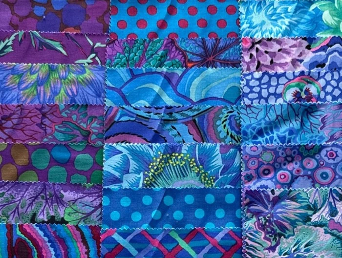KAFFE FASSETT COLLECTIVE -ROYAL- 10X10 LAYER CAKE FOR FREE SPIRIT FABRICS - Image 2 of 4