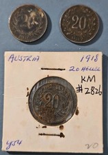 1916-1918 (Lot Of 3)  Austria 20 Heller - Beautiful Coin (KM.#2826)