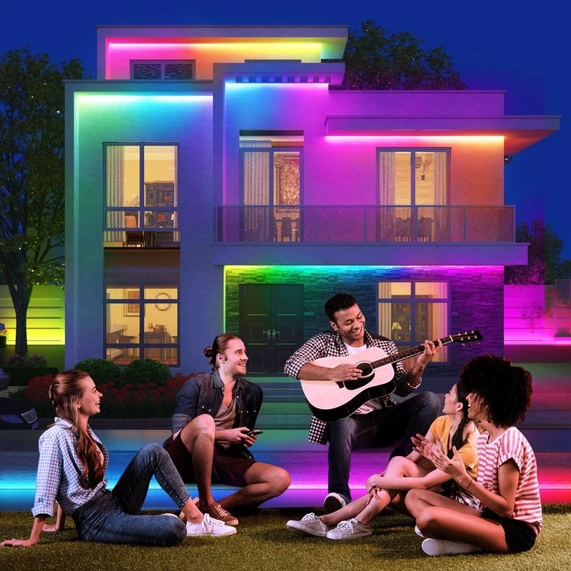 Tira de luz LED RGBIC impermeable 32,8 pies control inteligente exterior patio jardín nueva Foto 3 de 4