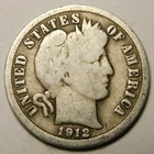 1912 P Barber Dime 90% Silver G-VG  "Actual Coin Pictured - Not Cleaned"