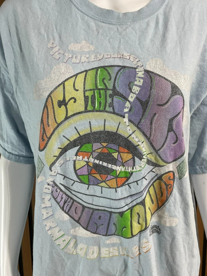 Goodie Dos Mangas Letra Por Lennon & McCartney Hombre XL Azul Camiseta Algodón Foto 2 de 4