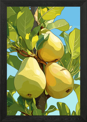 Birnen auf einem Baum Ast gerahmtes Wandbild Poster Leinwanddruck Bild