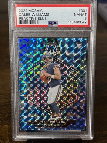 2024 Panini Mosaic Caleb Williams Reactive Blue PSA 8 Chicago Bears