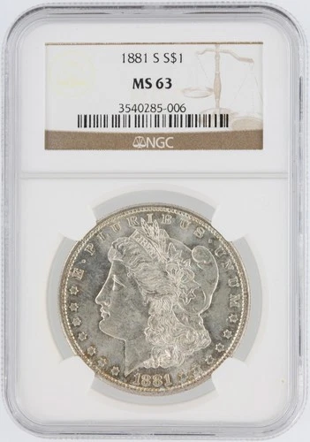 1881-S Morgan Silver Dollar NGC MS63 S$1 San Francisco Minted No Reserve