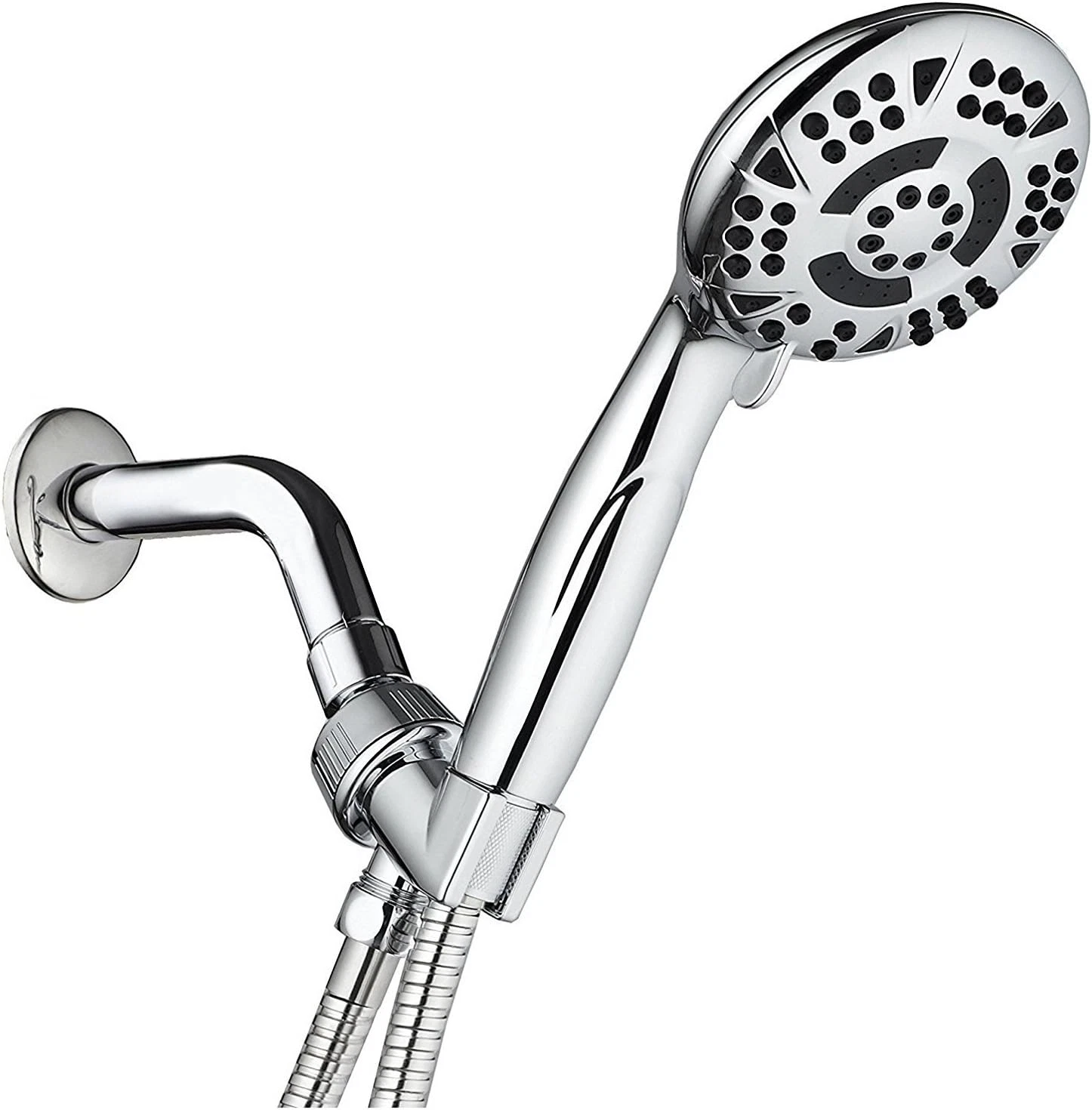 High Pressure 6-Setting 4.15" Chrome Face Hand Held Shower Head with Hose for Ul