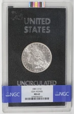 1881-O Non CC Morgan Silver $1 US Mint GSA NGC MS62