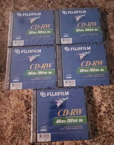 (5) Fujifilm 80-Min 700 MB CD-RW Compact Discs Rewritable Sealed Separately  - Picture 1 of 2