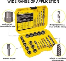 26pc Screws Bolt Extractor Set W/Reverse Drill Bit Kit Lug Nut Extraction EZ Out