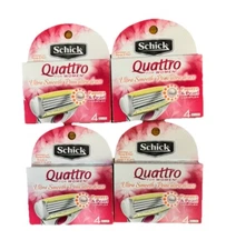 Lot 4 Schick Quattro Women Razor Blades Cartridges Ultra Smooth Papaya Pearl New