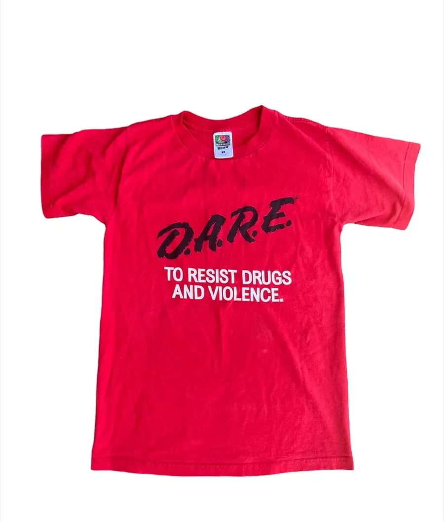 Vintage 90 s DARE Shirt Size Small Red Dare To Keep Kids Off Drugs And Violence