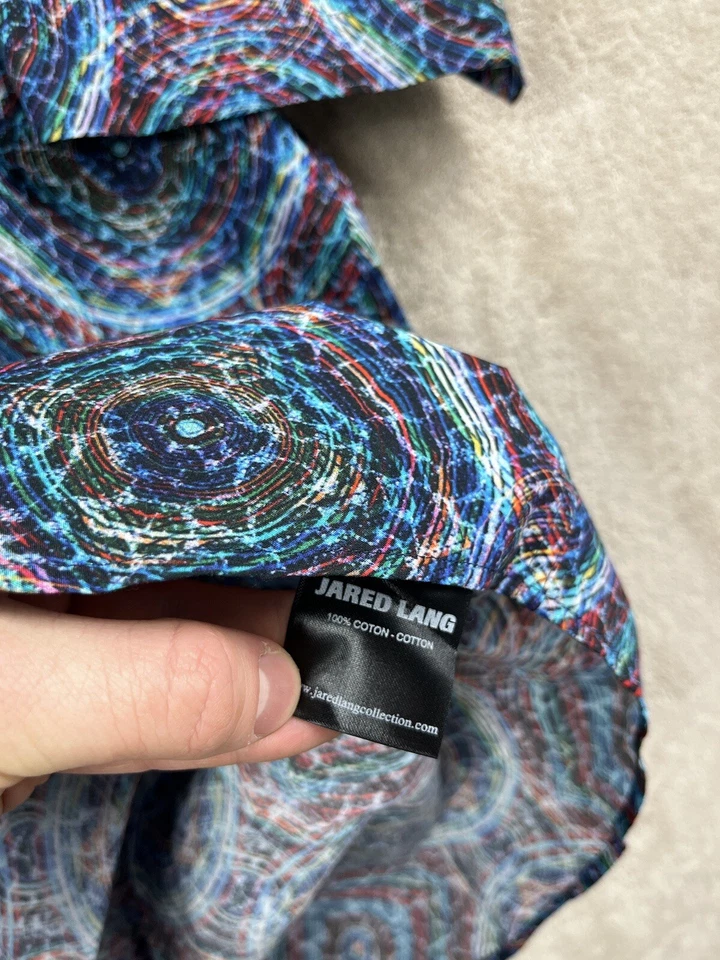 Jared Lang Shirt Mens 3XL Button-Up Shirt Sleeve Cotton Multicolor Print Trippy - Image 3 of 4