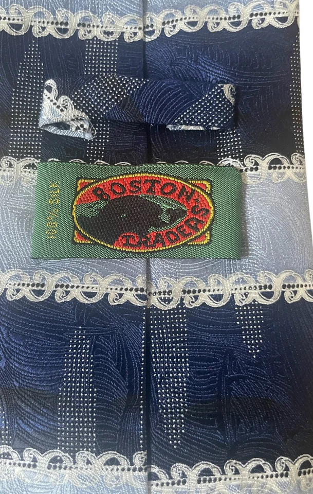 Boston Traders Men’s Necktie 100% Silk Navy/Powder Blue Stripes Career Classic - Image 3 of 4