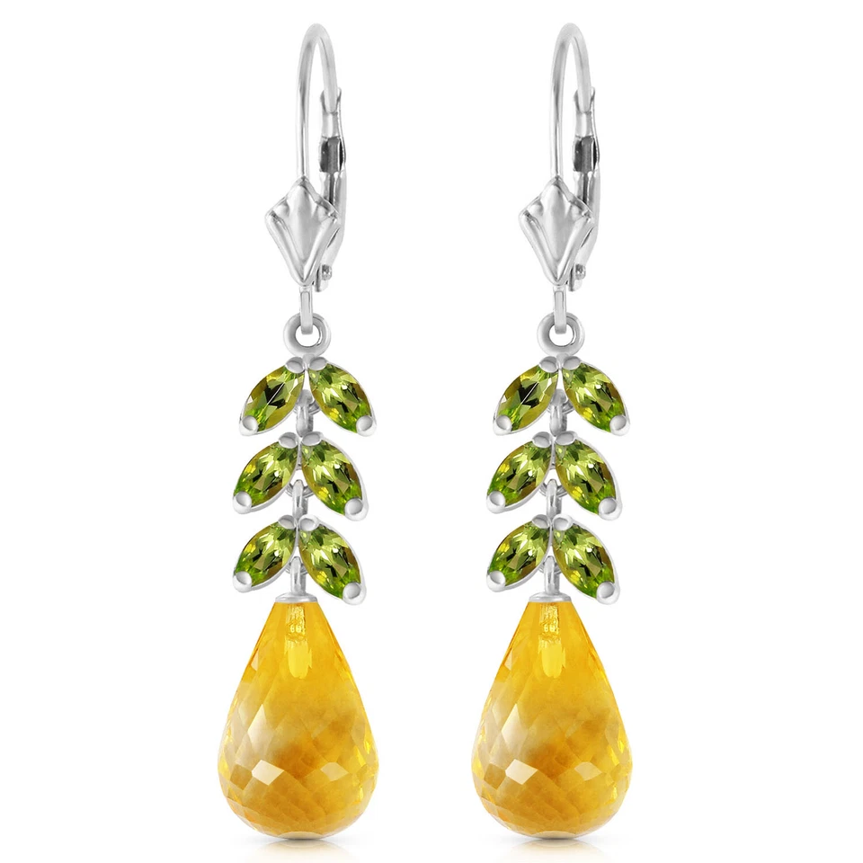14K. GOLD LEVER BACK EARRING WITH PERIDOT & CITRINES - Image 4 of 4