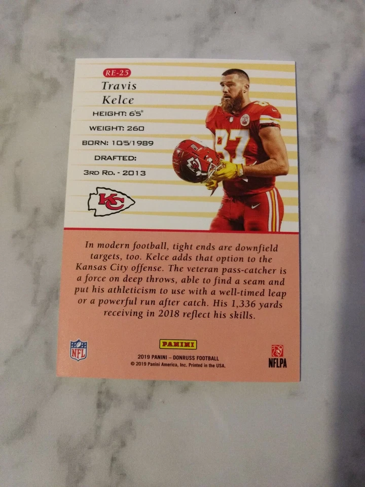 TRAVIS KELCE 2019 Donruss 1999 Retro #RE-25 KANSAS CITY CHIEFS - Image 2 of 2
