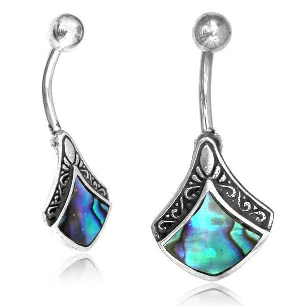 Piercing ombligo hecho de acero inoxidable plateado con incrustación de rombo Foto 2 de 4